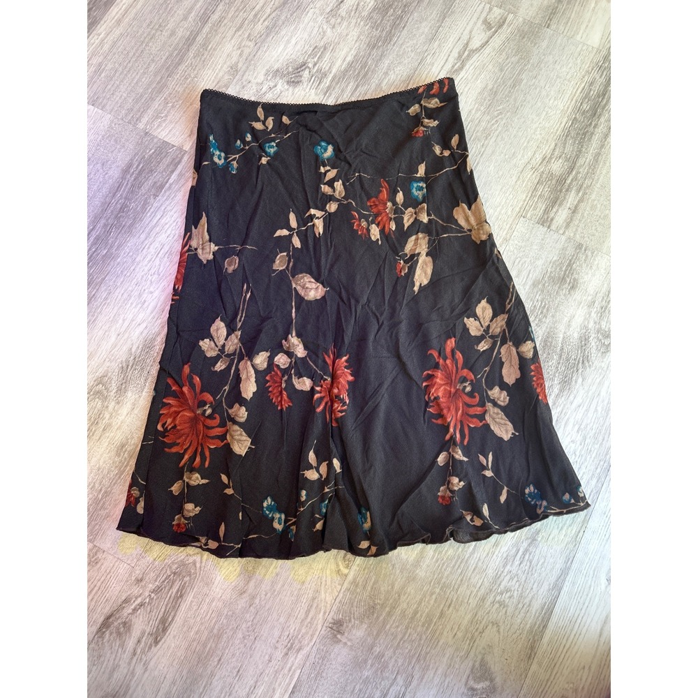 Vintage 2003 Boho Soft Grunge Floral Italian Rayon Midi Skirt Colorful Brown | 4